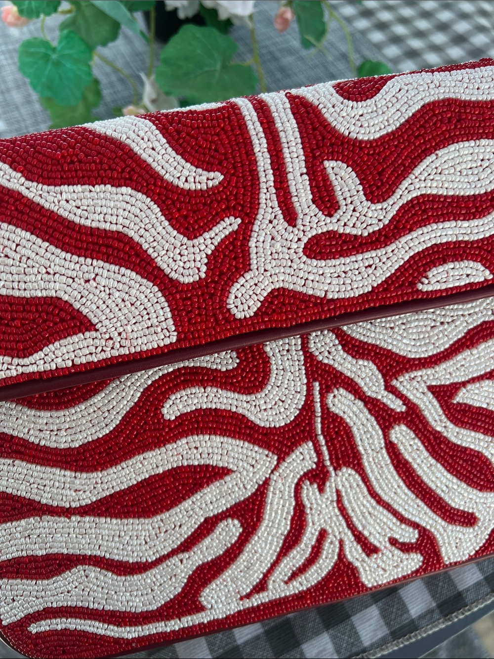 Red & White Beaded Shoulder Bag - Picture 3 of 5